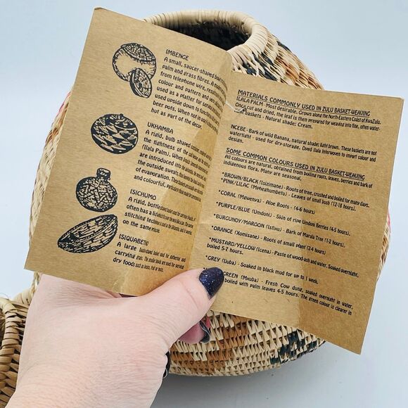 Authentic Traditional South African Hand Woven ZULU Ukhamba Basket w. Lid 10" - Picture 10 of 12